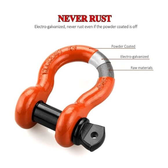 LIBERRWAY Shackles 3/4" (2 Pack) D Ring Shackle Rugged Off Road Shackles - Picture 3 of 10
